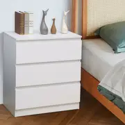 Bedside Table with 3 Drawers 77cm Height Side Table for Bedroom Livingroom White