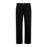 [Alexander Mcqueen] Alexander Mcqueen-Black Denim Eyelet Jeans-Uomo 50 IT