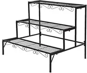 Levede 3-Tier Plant Stand 60cm Tall Metal Indoor Outdoor Corner Shelf,Garden Home Office Decor Plants Flower Display Pot Stand Shelves Holder Balcony Rectangle Black