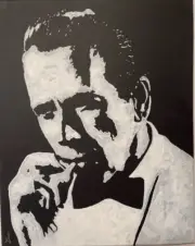 Seasoned Art Casablanca Humphrey Bogart hand painted portrait canvas artwork b&w