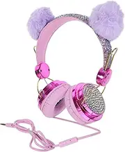 TEHAUX Boy Girl Headset with Plush Earmuffs Volume Limiting Adjustable Design Comfortable Headphones for Boy Girl Wired for Tablets Phones and Computers