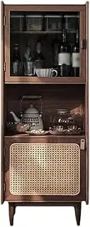 Drinks Cabinet Narrow Wine Cabinet Small Size Rattan Integrated Wine Bar Cabinet Wooden Double Door Wall Locker Home Wine Storage Cabinet Bar Cabinet (Color : B)