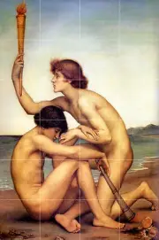 Greek Mythology Accent Nude Mural Ceramic Bath Backsplash Tile #827