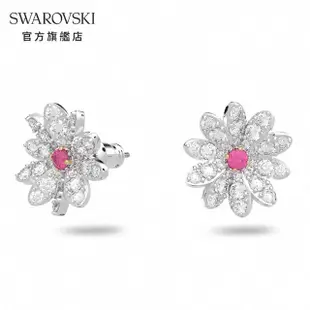 【SWAROVSKI 官方直營】Eternal Flower 耳釘 花朵 粉紅色 多種金屬潤飾 交換禮物