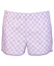 ID Ideology Pull On Checkerboard Short Big Girls M Crocus Petal Elastic Waist
