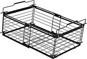 Qianly Freezer Organizer Bin Deep Freezer Organizer Storage Rack Refrigerator Basket for Farmhouse, Black