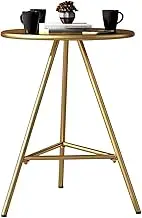 Modern Dining Table for 2-4 People Gold Kitchen Work Table with Sturdy Metal Frame High Top Bar Table Round Table for Dinner Coffee Bistro Cafe Home