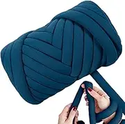 TUCO DEALS Light Weight Ultra Soft 2.2 LBS (1 kg) Chunky Yarn for Hand Knitting, Lush Polyester Fabric Tube Yarn to Make Handbags, Pillows, Blankets, Crafts (Denim Blue)