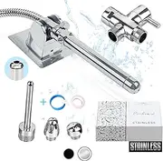 "New!! (9 Pieces) Purifvend Quality Enema Set - Stainless Steel -Complete Shower - Enema System - Fleet Enema - Douche kit for Men/Women - Colon Cleansing Pocket Shower. Easy to Install"