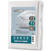 Micropuff King Size Pillow Protectors with Zipper - 4 Pack - Soft and Breathe...