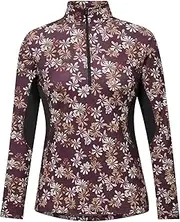 [Kerrits] Women's On Course Quarter Zip Fleece Equestrian Tech Top – Long Sleeve, Light Stretch Winter Shirt, Horse Print