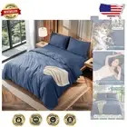Luxurious 100% Cotton 1200 Thread Count California King Sheet Set - Navy Blue