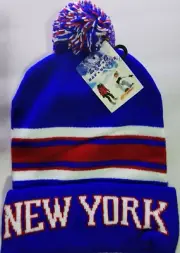 L.Y.Z. Short Cuffed Beanie Color Royal, Red & White one Size Fit All by L.Y.Z