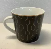 Grace’s Teaware Mug/Cup Black and Gold Geometric Pattern