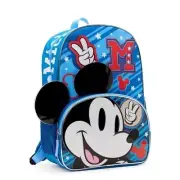 DISNEY Mickey Mouse Peace Backpack 17" Boys School Work Travel New
