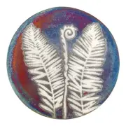 Raku Pottery Coaster - Fiddlehead Fern Plant - by Jeremy Diller - 4.25" Trivet