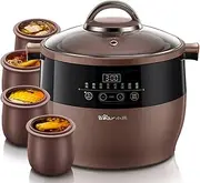 Electric Stew Pot, 4.5L Multi-Function Ceramic Inner Slow Cookers, 9.5H Smart Appointment Health Pot for Stew Pot, Soup, Baby Porridge, Desserts, Bird's Nest Stew, 600W (Brown)