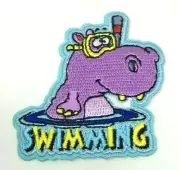 PATCH GSA Girl Scouts Swimming Hippo Snorkel Goggles Purple