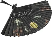 Ciieeo Chinese Style Hand Fan Handheld Silk Fabric Fan Traditional Design for Home Decor f