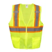 Cordova Type R, Class II, Lime Mesh Surveyors Vest, Zipper Closure, Two-Tone...