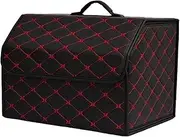 Car Boot Organiser Car Trunk Storage Box Large Capacity Auto Multiuse Tools Organizer Box Stowing Tidying Leather Folding For Emergency(Red,Medium)
