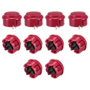 30mm Mounting Momentary Game Push Button Round for Video Games Red 10pcs