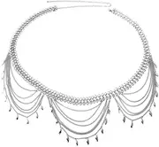 [BESPORTBLE] Elegant Leaf Charm Body Chain Multi-layer Waist Chain Accessory Nightclub Fashion for Women Adjustable