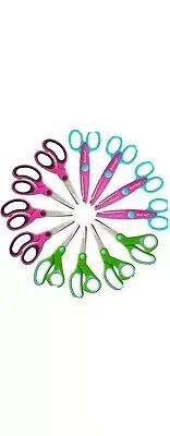 Blunt Tip Kids & Paper Edge Scrapbooking Craft Scissors Mix Set of 12 Pack. #60