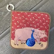 Vintage Stevens Linen Assoc. Potholder Oven Mitt Pigs Farm Country Kitchen