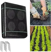 warmfarm 1Pack 4x25ft Barrier Landscape Fabric Heavy Duty with Holes,Thicken Block Gardening Ground Cover Mat,Garden Cloth,Black Plastic Ground Cover,Commercial Driveway Fabric