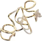 CANIGHT 3pcs Wear Manicure Charms Ring Fingernail Jewelry Chain para Toe Womens Faux Foil Tip Dangling Gel Rhinestones Kits Thumb Pinky Women Hoops Polish Stickers Metal Golden