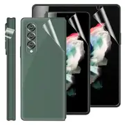 Galaxy Z Fold 3 Full Set 4 in 1 Screen Protector, Front Inner Back Hinge Flexible TPU Screen Protector for Samsung - Clear