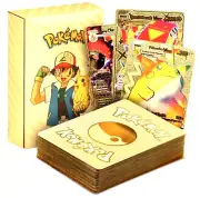 55Pcs Pokemon Card Foil GOLD PACK CARDS TCG GX Vmax GX Card Charizard Rare !