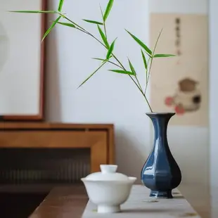 霽青小號民宿陶瓷花瓶擺件書房桌面居家復古禪意中式花插茶室花器