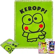 Keroppi Blanket Bundle - Keroppi Throw Blanket for Kids Teens Adults Plus Stickers and More for Girls | Hello Kitty and Friends Keroppi Blanket Size 40"x50"