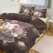 Bed Sheets g40 Kuromi Print Bedding Set Pattern Duvet Cove Set 3 Pieces 1 Quilt Cover And 2 Pillowcases for Women Men Teens tq40 Bed Sheets