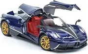 iPariser Toy Car Model Pagani Huayra Dinastia 1/24 Blue Alloy Collectible Vehicle Pull Back Die-Cast with Lights and Sound