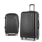 2pcs Luggage Trolley Set Travel Suitcase Hard Case Carry On Bag Black