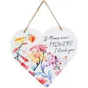 Ceramic 22cm Mum Flowers Decorative Heart Ornament Home/Office Hanging Decor