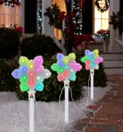 Gemmy Orchestra of Lights LED Snowflakes Color Changing Pathway Stakes Lightshow