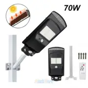 70W 192LED Commercial Solar Street Light Radar PIR Sensor Road Pole Lamp+Remote