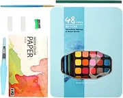Water Art Paint Set For Kids,48 Colors Watercolor Paints Set | Travel Design Palette, Crafts Painting Supplies, Portable Art Kit For Artists, Amateur Hobbyists