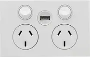 Clipsal Saturn ZEN Double Powerpoint with USB Charger White