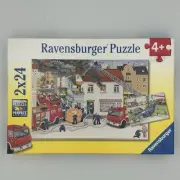 Ravensburger 2 X 24 Pieces Puzzle at The Fire Brigade Children From 4 Years NIB