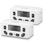 Fosmon 24 Hour Programmable Digital Timer Outlet (2 Pack), On/Off Program, LCD D
