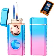 Double Fire Type Lighter Cool Dual Jet Flame Butane Torch Windproof Adjustable