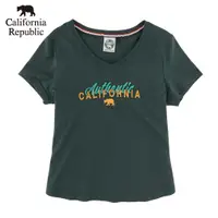 在飛比找蝦皮商城優惠-CALIFORNIA｜CALIFORNIA疊加撞色刺繡V領純