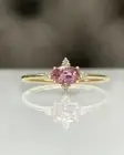 14k Yellow Gold Natural Pink Sapphire and Diamonds Cluster Women Dainty Ring