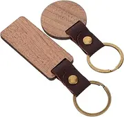 [VALICLUD] 2pcs Wood Keychain Blanks for DIY Crafts Unfinished PU Pendant Walnut Shape for Custom Logo and Stylish Accessories Versatile Key Holder for Keys Bags and More