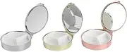 Healeved 3pcs Portable Metal Medicine Organizers with Mirror Round Storage Containers for Vitamins Pills Lightweight Dustproof Moisture Resistant Travel Cases